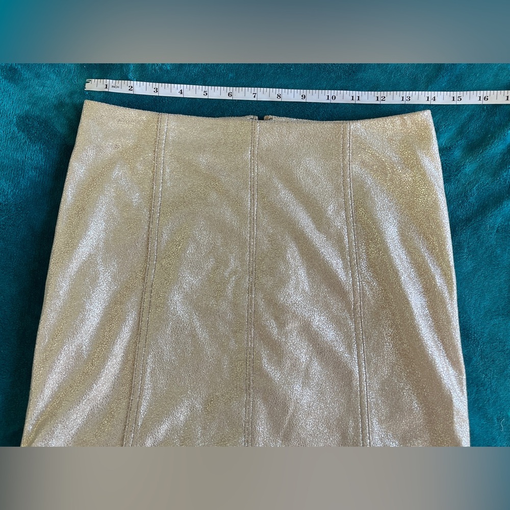 Free People Metallic Rose Gold Suede Mini Skirt - Picture 5 of 15